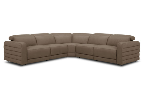 Divani Casa Bianca Modern Brown Leather Sectional Sofa With 3 Recliners Model VGKV-KM.6361-SECT-MOCHA