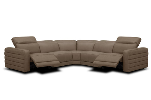 Divani Casa Bianca Modern Brown Leather Sectional Sofa With 3 Recliners Model VGKV-KM.6361-SECT-MOCHA
