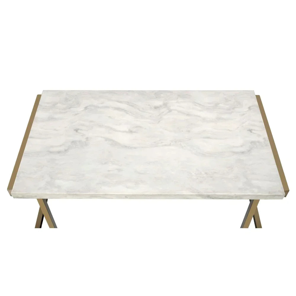 Boice II Faux Marble & Champagne End Table Model 82872 By ACME Furniture