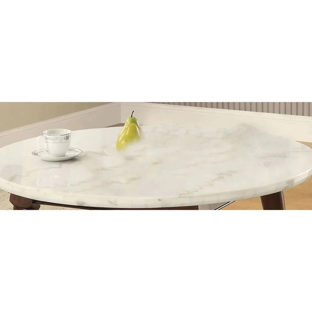 Gasha White Marble & Walnut Coffee Table Model 82890 By ACME Furniture