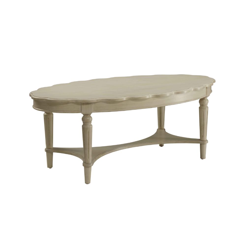 ACME Fordon French Antique White Finish Fordon Coffee Table Model 82920