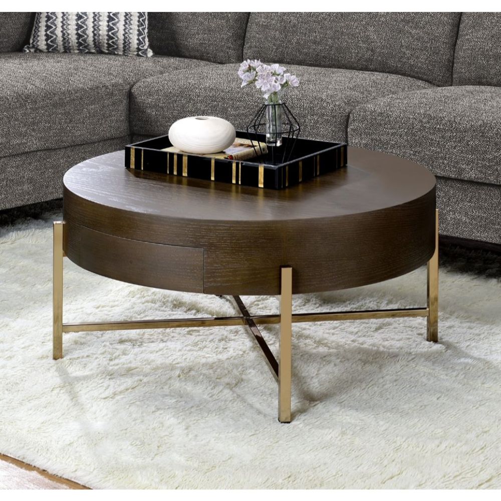 Weyton Dark Oak & Champagne Coffee Table Model 82955 By ACME Furniture