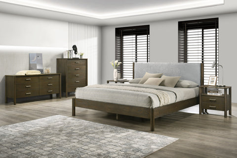 Queen Modrest Carolina Modern Grey Fabric & Wenge Bedroom Set Model VGMA-BR-167-SET-WNG-Q