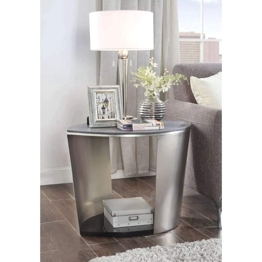 Thyge Satin Plated & Glass Stone End Table Model 83042 By ACME Furniture