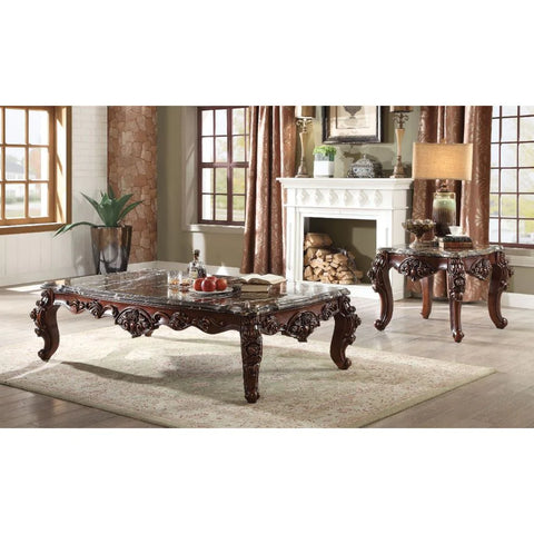 Forsythia Marble & Walnut Coffee Table Model 83070 By ACME Furniture