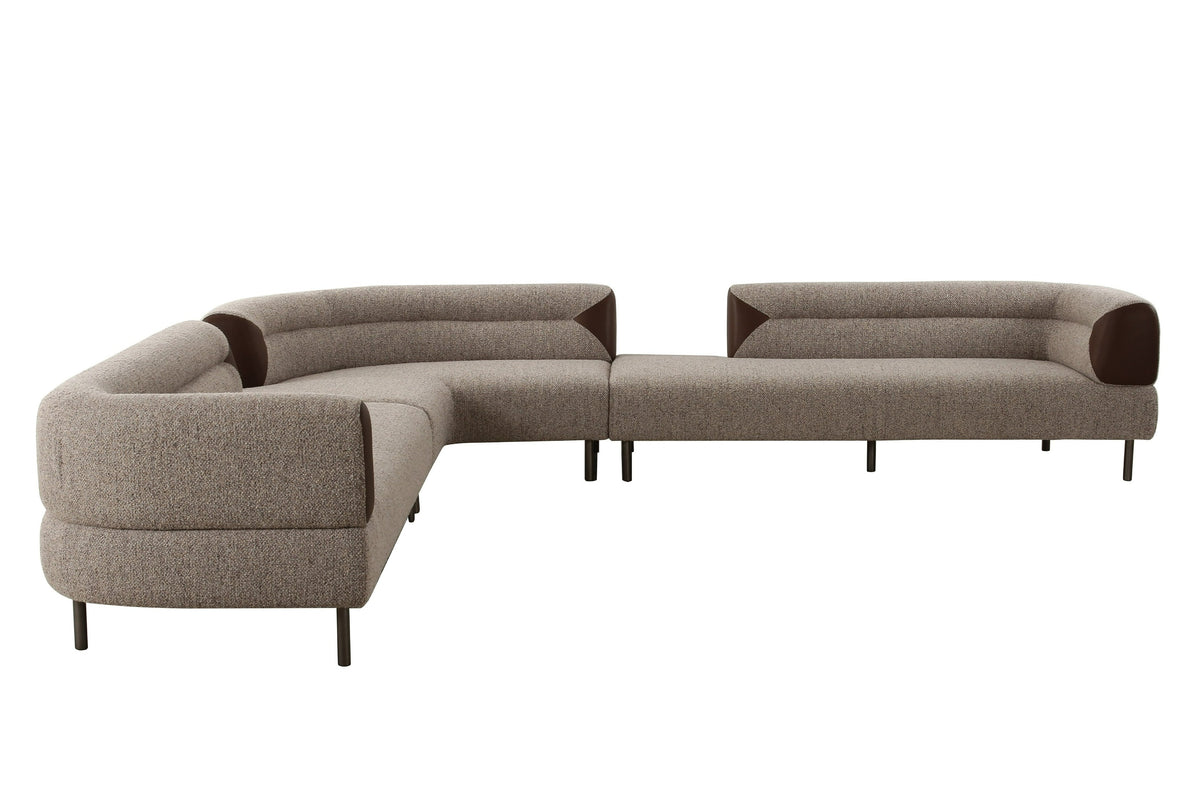 Divani Casa Plume Modern Brown Fabric Sectional Sofa Model VGOD-ZW-24014-BRN