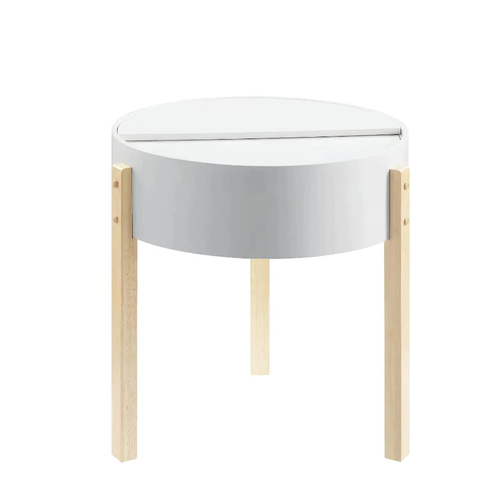 Bodfish White & Natural End Table Model 83217 By ACME Furniture