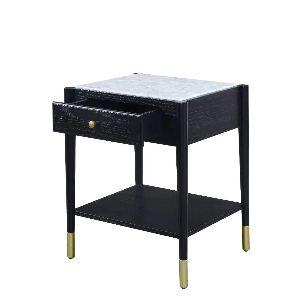Atalia Marble & Black End Table Model 83227 By ACME Furniture