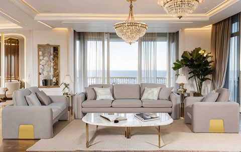 Divani Casa Gaston Modern Taupe Velvet Sofa