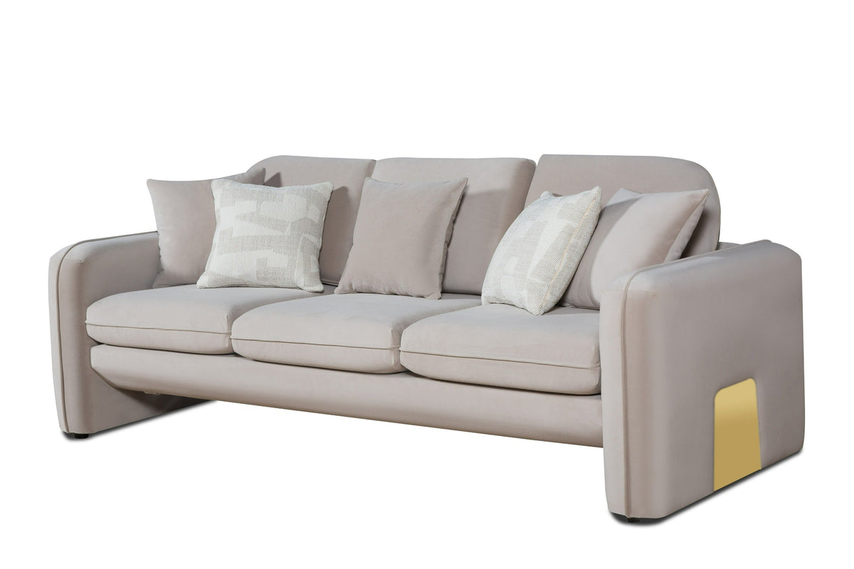 Divani Casa Gaston Modern Taupe Velvet Sofa
