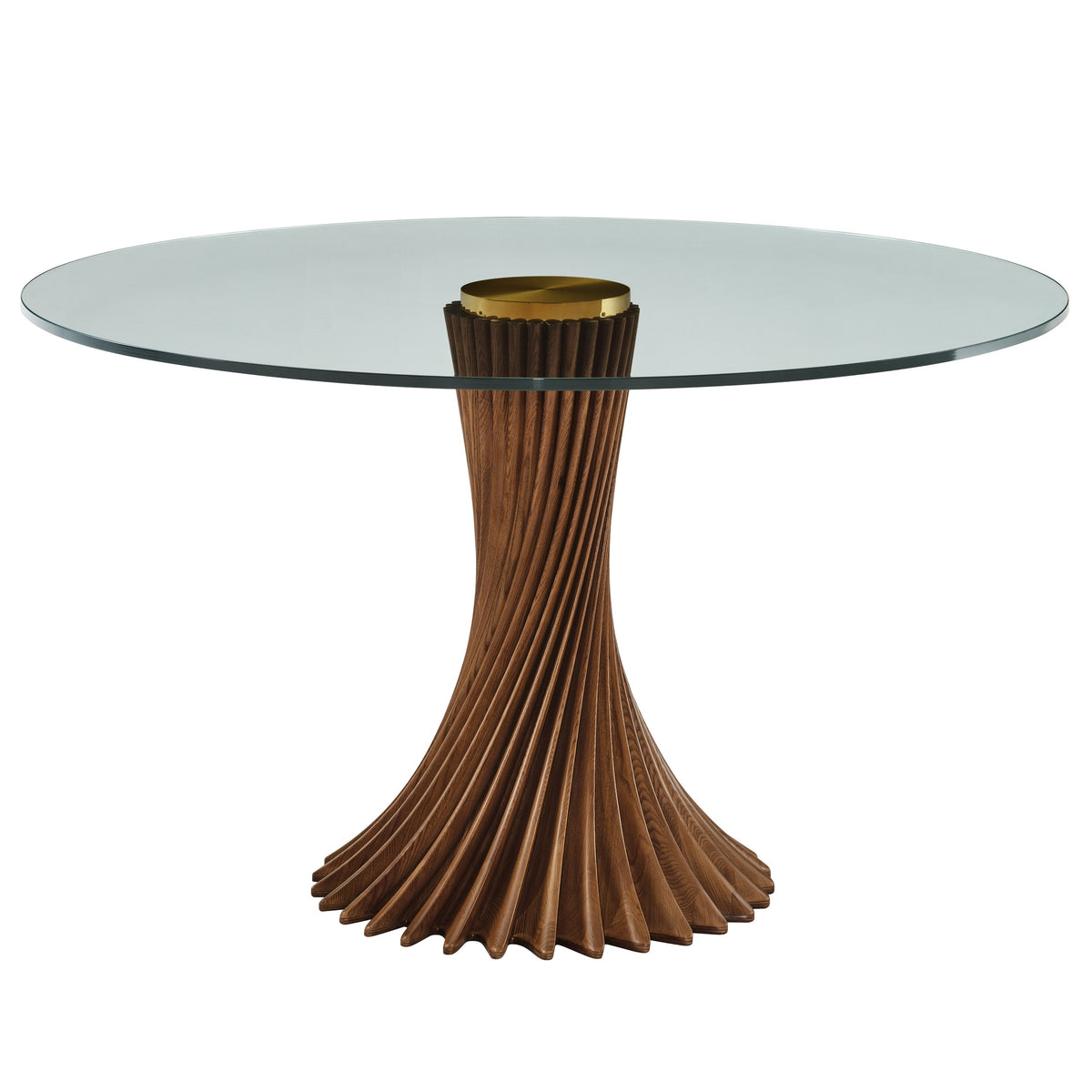 Modrest Ocasio Modern Glass & Walnut Round Dining Table Model VGCS-RT-21042-WAL