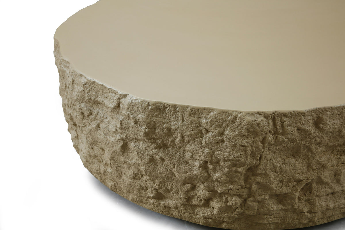 Modrest Quarry Modern Beige Round Coffee Table Model VGVC-CT112-BGE