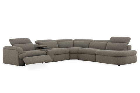 Divani Casa Ambler Modern Brown Fabric Sectional Sofa With 2 Power Recliners Model VGKV-KM.6629-SECT-EARTH