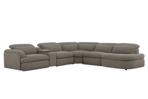 Divani Casa Ambler Modern Brown Fabric Sectional Sofa With 2 Power Recliners Model VGKV-KM.6629-SECT-EARTH