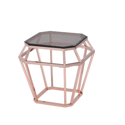 Clifton Rose Gold & Smoky Glass End Table Model 83352 By ACME Furniture