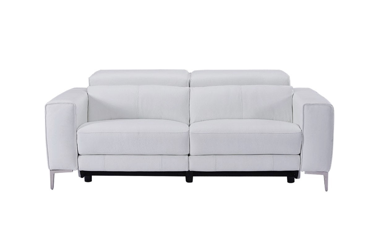 Divani Casa Chignik Modern White Leather Sofa With 2 Recliners Model VGMB-MB-R318-P2-WHT
