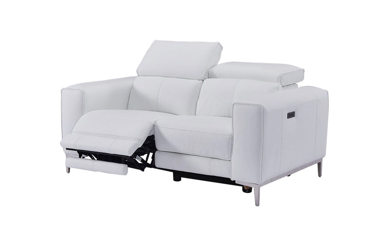 Divani Casa Chignik Modern White Leather Sofa With 2 Recliners Model VGMB-MB-R318-P2-WHT