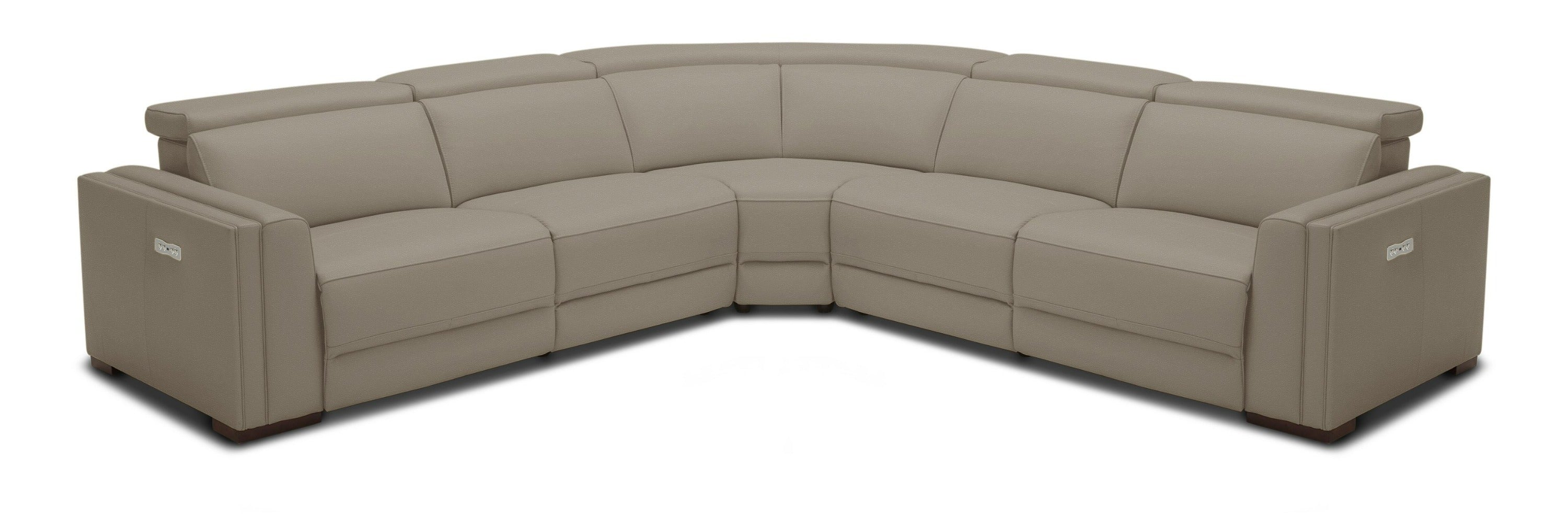 Modrest Frazier Modern Tan Leather Sectional Sofa With 3 Recliners Model VGKV-KM.268H-TAN