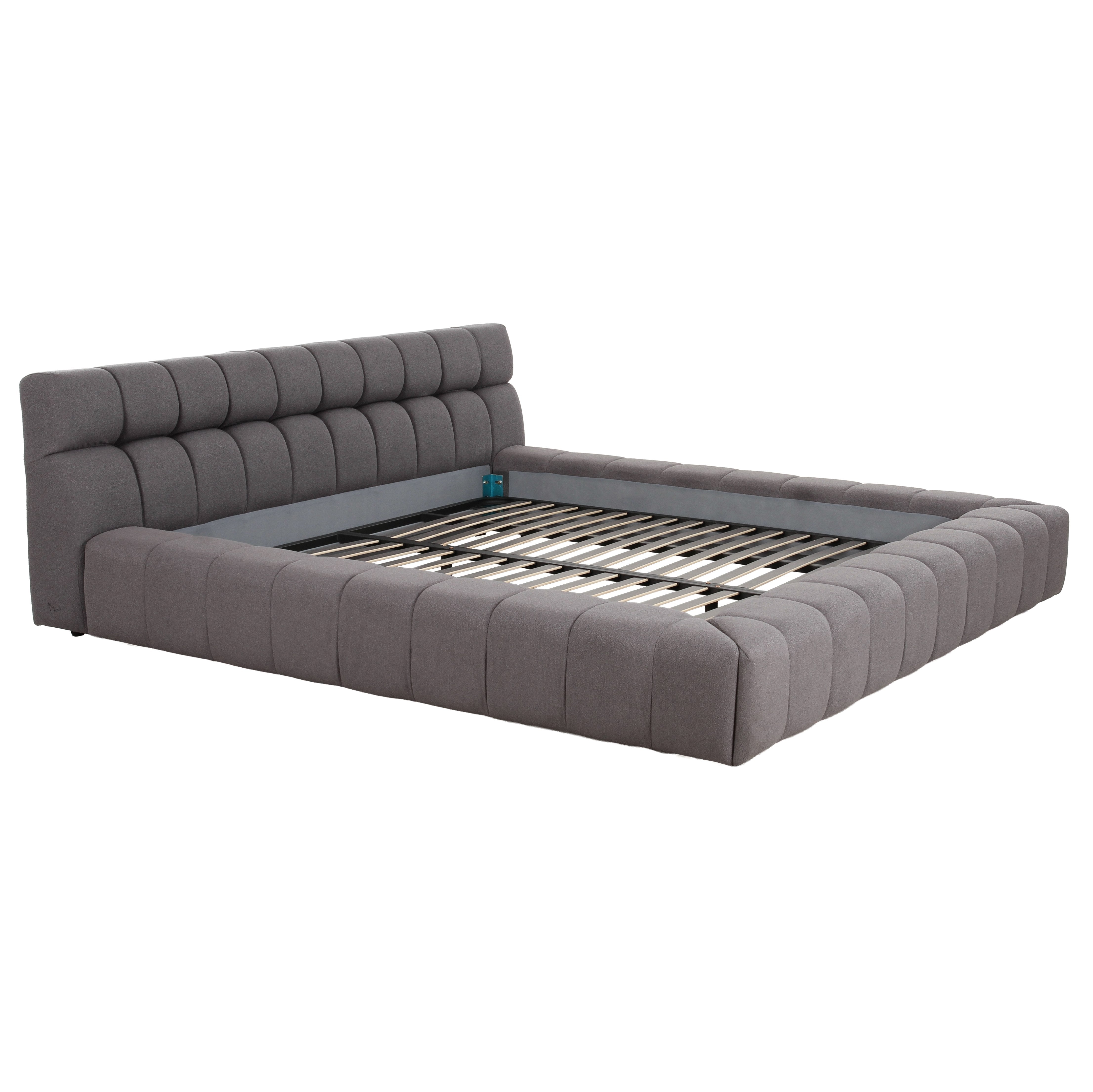 Queen Divani Casa Tyree Modern Tufted Grey Fabric Bed Model VGOD-DY-22116-GRY-Q