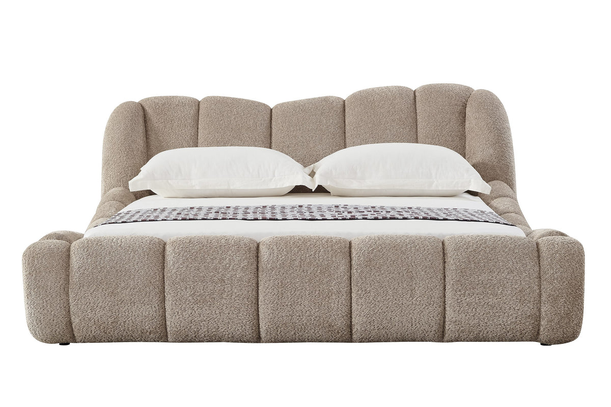 Eastern King Modrest Janine Modern Tan Fabric Bed Model VGEV-A168-TAN-EK