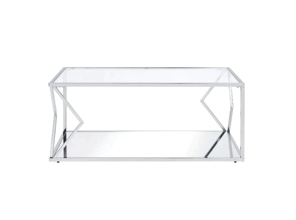 Virtue Clear Glass & Chrome Finish Coffee Table Model 83480 By ACME Furniture
