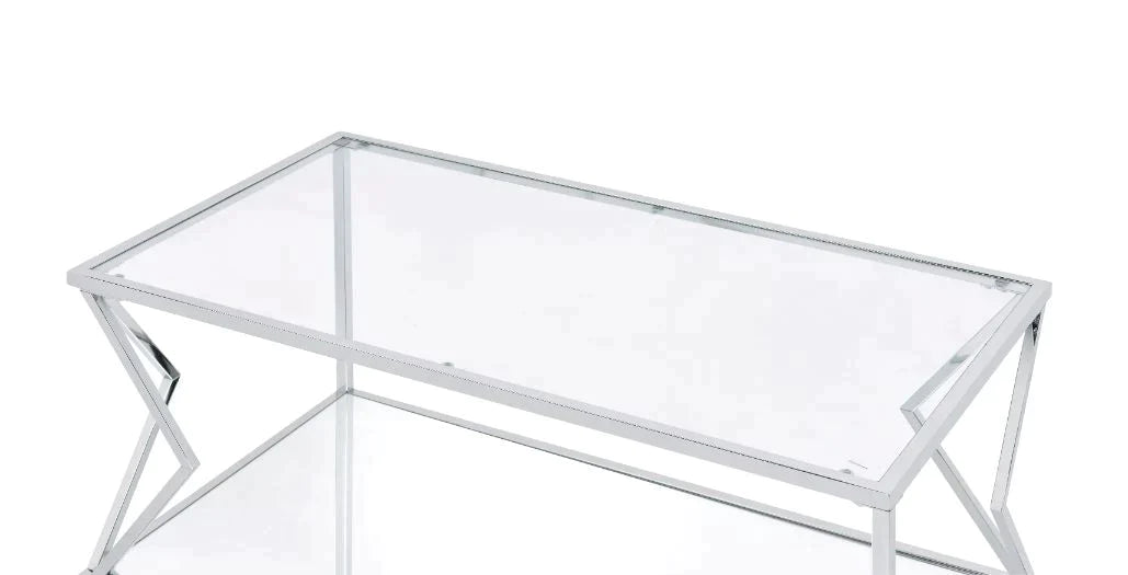 Virtue Clear Glass & Chrome Finish Coffee Table Model 83480 By ACME Furniture