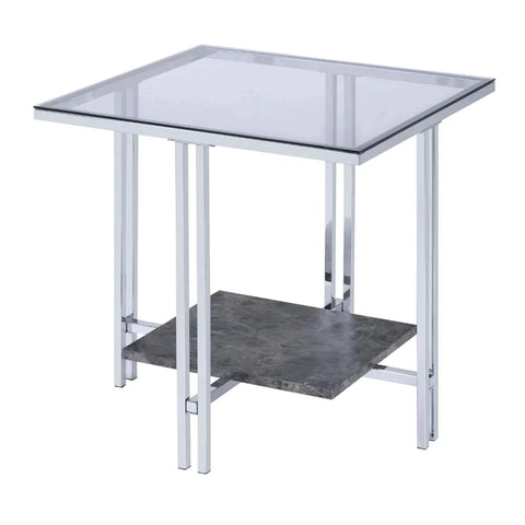 Liddell Chrome & Glass End Table Model 83927 By ACME Furniture