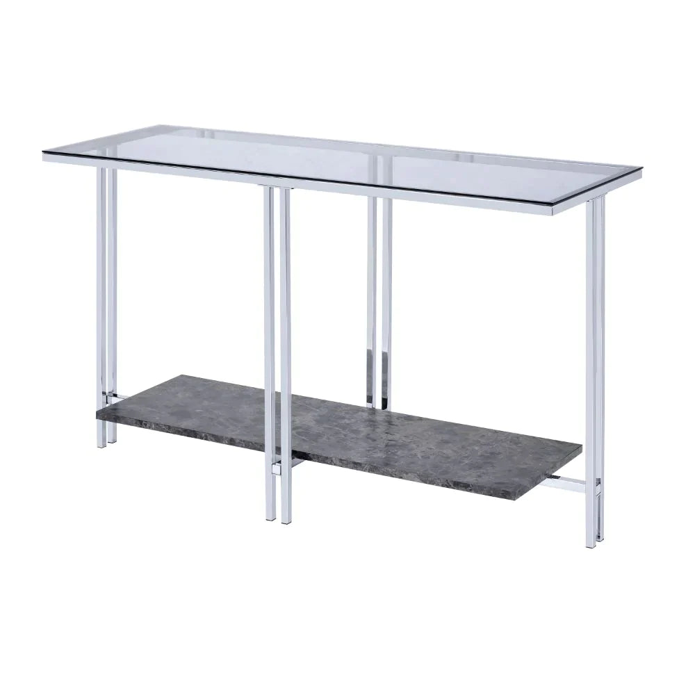 Liddell Chrome & Glass Accent Table Model 83929 By ACME Furniture