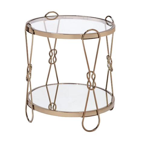 Zekera Champagne & Mirrored End Table Model 83942 By ACME Furniture