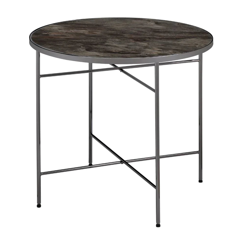 Bage Glass & Black Nickel End Table Model 83957 By ACME Furniture