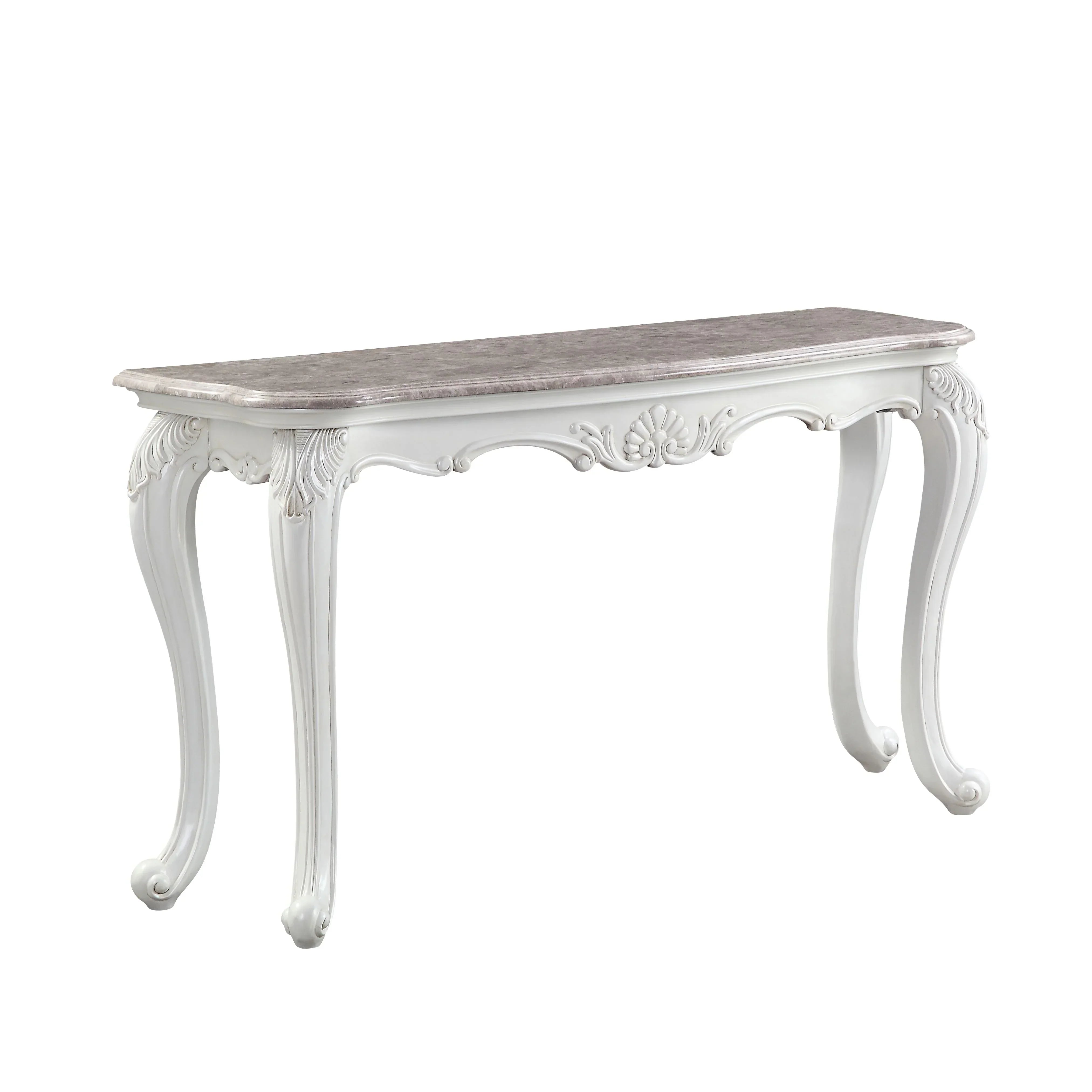 Ciddrenar Marble Top & White Finish Accent Table Model 84313 By ACME Furniture