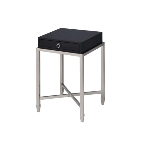 Belinut Black & Brushed Nickel End Table Model 84461 By ACME Furniture