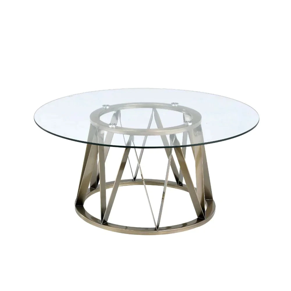 Perjan Antique Brass & Clear Glass Coffee Table Model 84485 By ACME Furniture