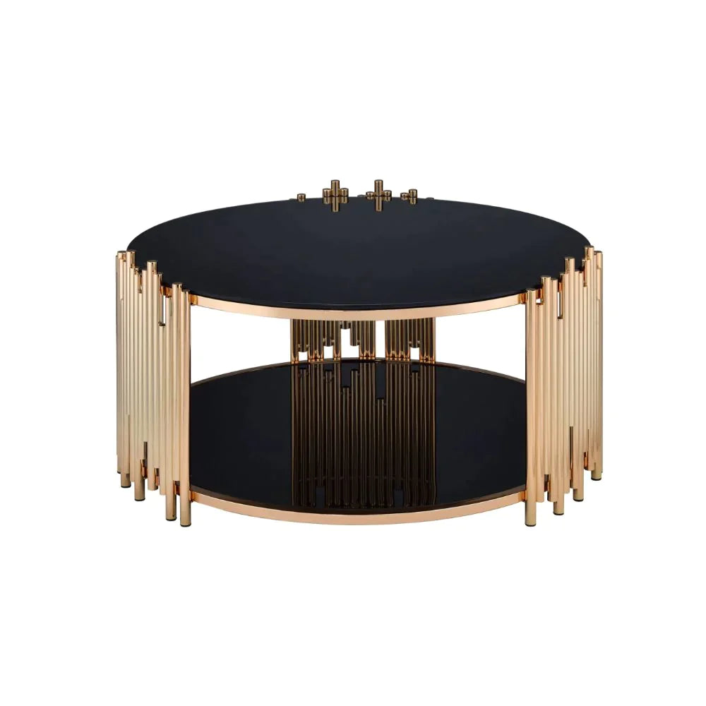 Tanquin Gold & Black Glass Coffee Table Model 84490 By ACME Furniture