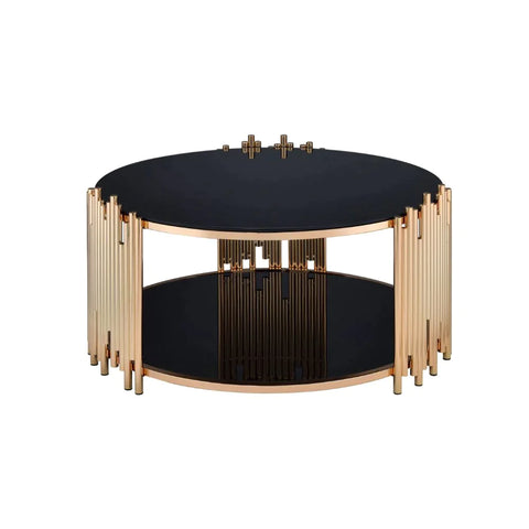 Tanquin Gold & Black Glass Coffee Table Model 84490 By ACME Furniture