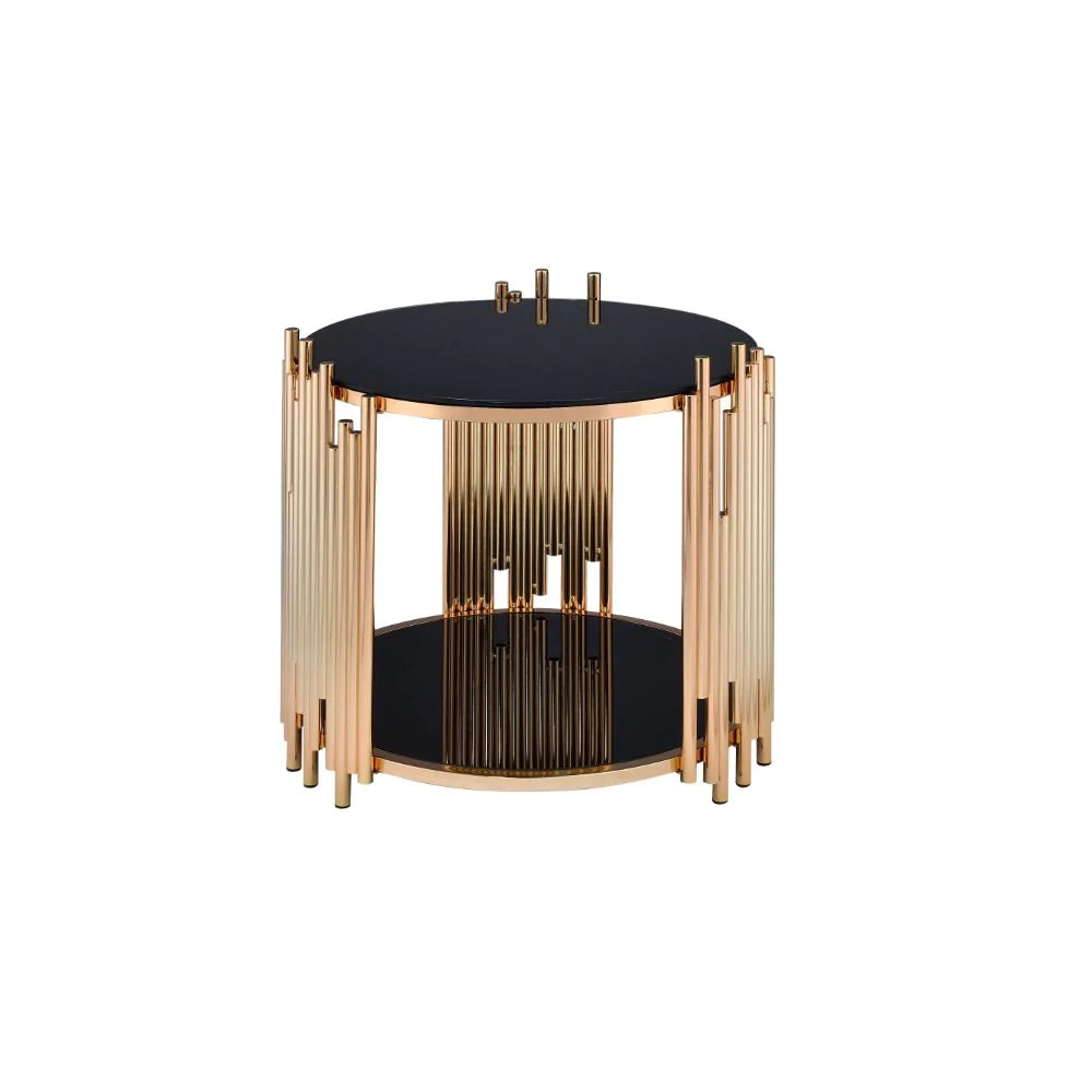 Tanquin Gold & Black Glass End Table Model 84492 By ACME Furniture