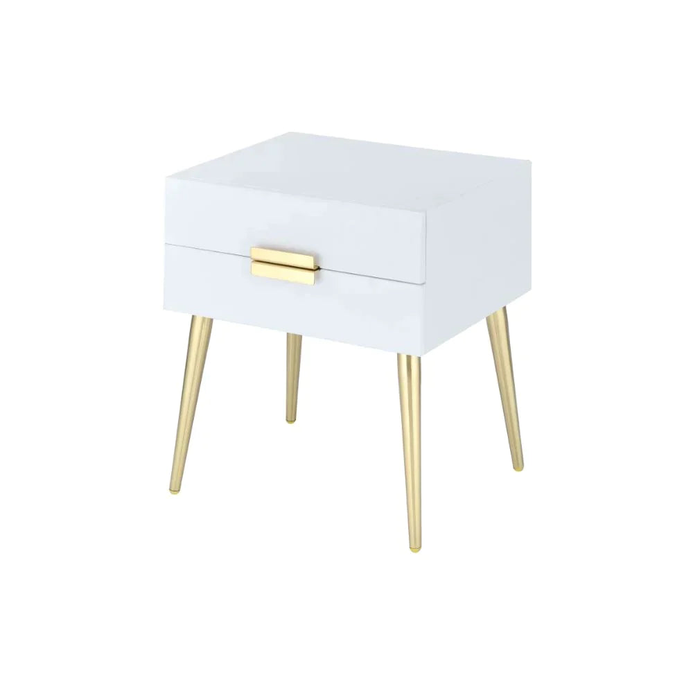 Denvor White & Gold End Table Model 84496 By ACME Furniture