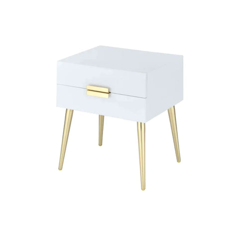 Denvor White & Gold End Table Model 84496 By ACME Furniture