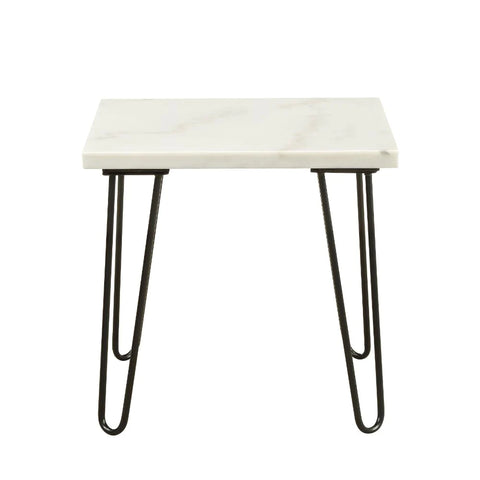 Telestis White Marble & Black End Table Model 84502 By ACME Furniture