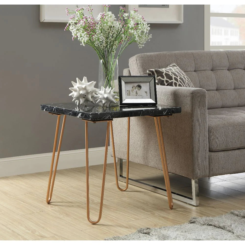 Telestis Black Marble & Gold End Table Model 84507 By ACME Furniture