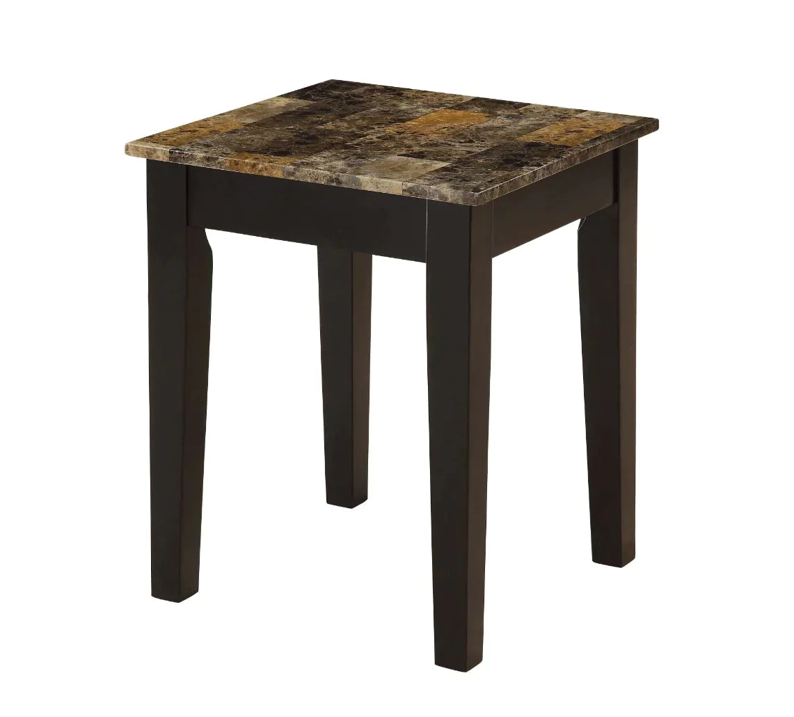 Dusty II Dark Brown Faux Marble & Black End Table Model 84562 By ACME Furniture