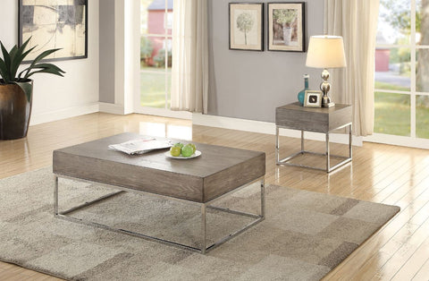 Cecil II Gray Oak & Chrome Coffee Table Model 84580 By ACME Furniture