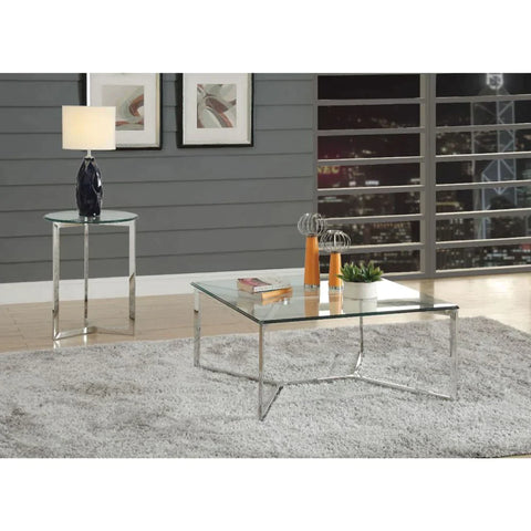 Volusius Stainless Steel & Clear Glass Coffee Table Model 84605 By ACME Furniture