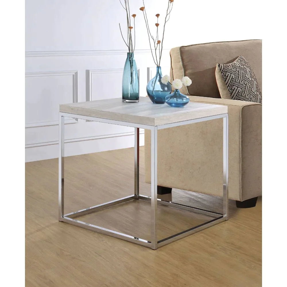 Snyder Chrome End Table Model 84627 By ACME Furniture