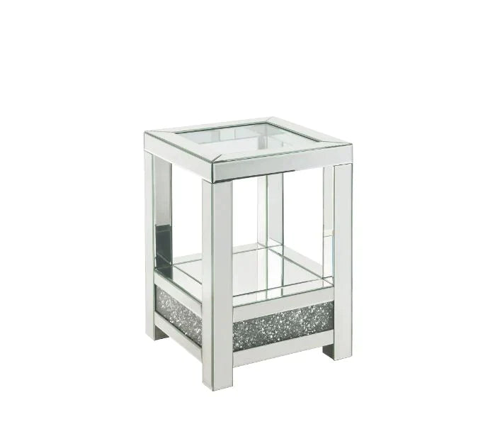 Noralie Mirrored & Faux Diamonds End Table Model 84722 By ACME Furniture