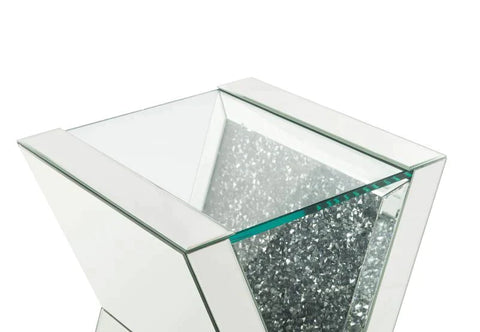 Noralie Clear Glass, Mirrored & Faux Diamonds End Table Model 84727 By ACME Furniture