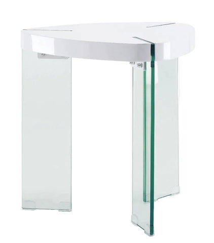 Noland White High Gloss & Clear Glass End Table Model 84922 By ACME Furniture