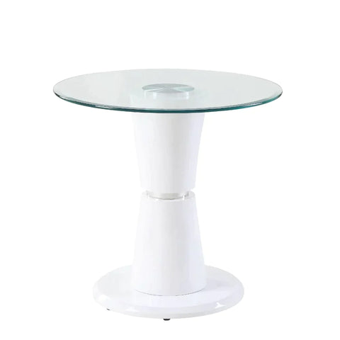 Kavi Clear Glass & White High Gloss End Table Model 84937 By ACME Furniture