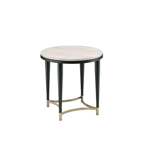 Ayser White Washed & Black End Table Model 85382 By ACME Furniture