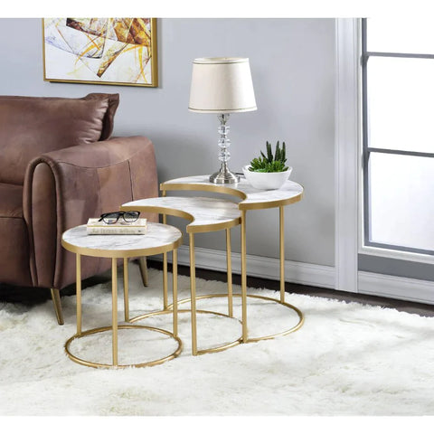 Anpay Faux Marble & Gold Coffee Table Model 85390 By ACME Furniture
